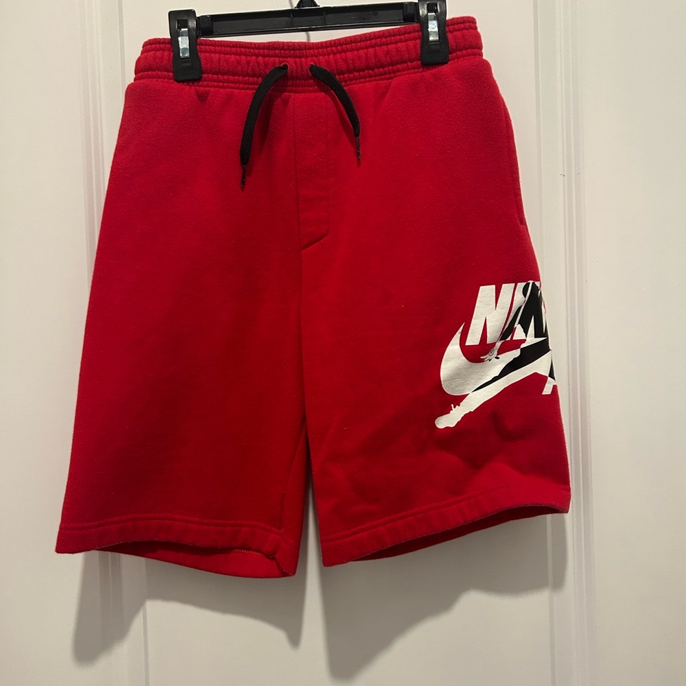 Jordan Red Cotton Shorts with Iconic Design